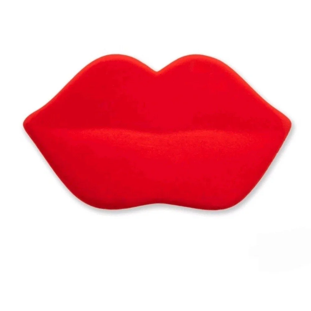 Red Flocked Lips Jewelry Box Velvet Trinket Dish Lip Shaped Storage‎ Case New